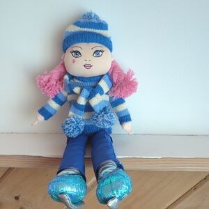 Blue & Pink Knit Winter Doll - Kids Toy